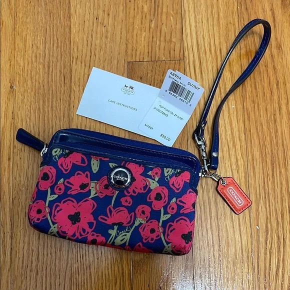 Coach Floral Blue and Pink Clutch - Picture 1 of 5